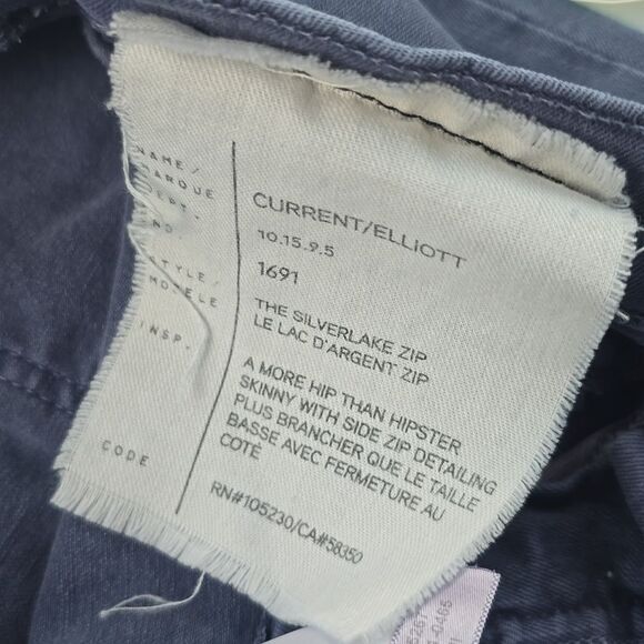 Current/Elliott -1164 Steel Blue Front Pockets Soho Zip Stiletto Skinny Pants 25 - Picture 8 of 9